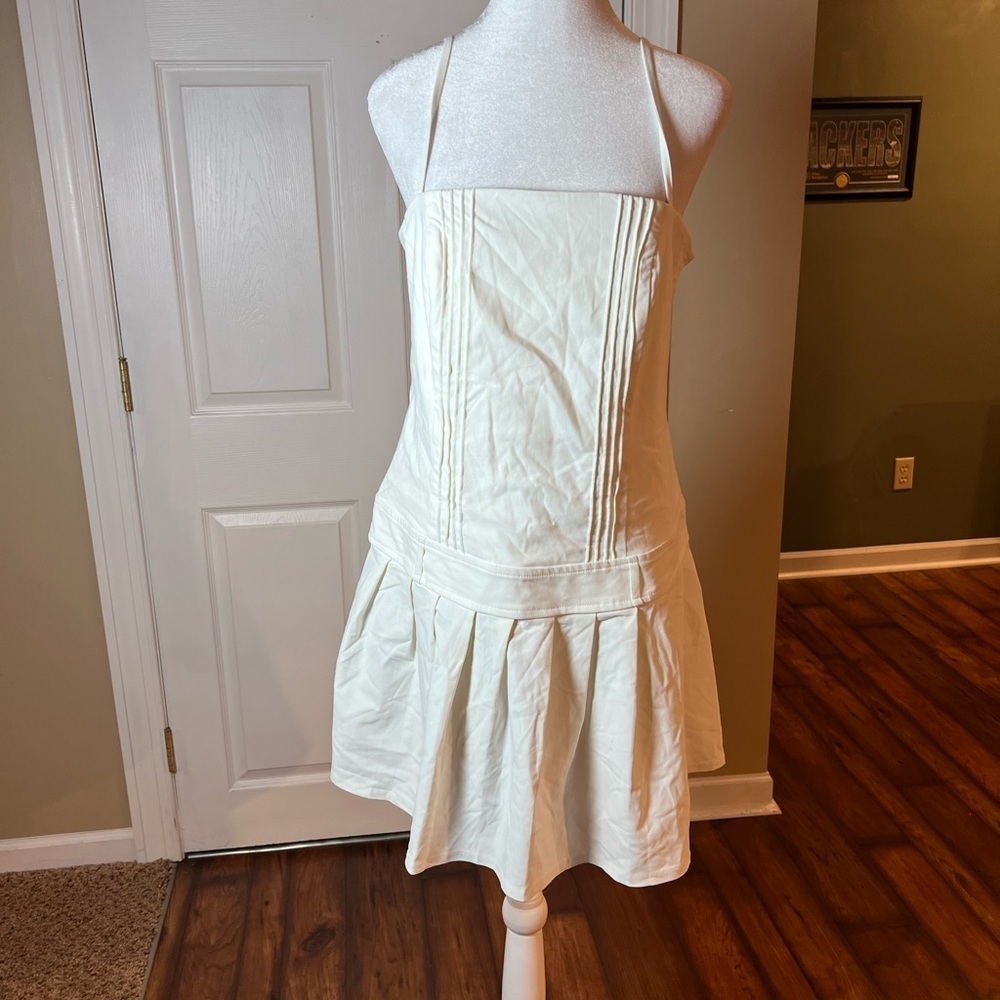 Wild Fable Dress Womens X-Large White Fit & Flare Mini Spaghetti Strap Pleated